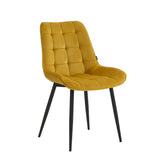 Quadra Dining Chair - Ochre Yellow Velvet